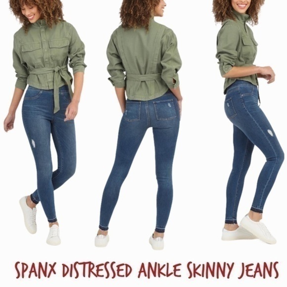 SPANX Denim - Spanx Size Medium distressed skinny jeans medium wash